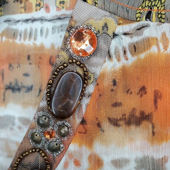 M By Marc bouwer Light Wear See Through Gem Laced Collar Elegant Decorative Top - Picture 6 of 12